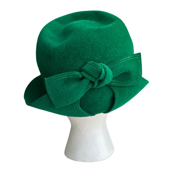 Vintage Duby New York Structured Cloche Hat Emerald Green - Picture 1 of 9